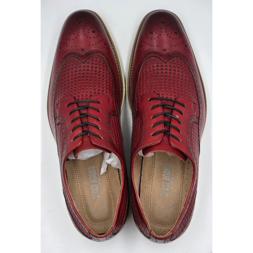 Stacy Adams Emile Wingtip Oxford Shoes Mens 10.5M Red Leather 25236-600 Lace Up